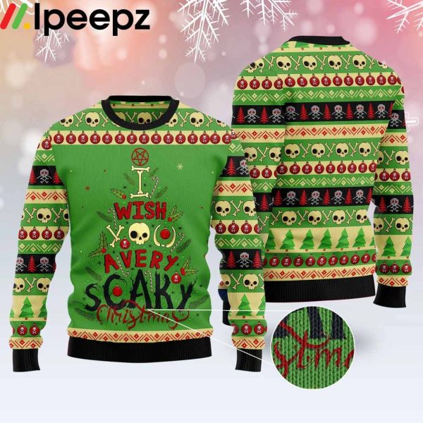 I Wish You A Very Scary Christmas Funny Green Ugly Sweater