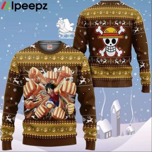 Luffy Gomu Gomu Ugly Sweater Xmas One Piece Anime Christmas Gift