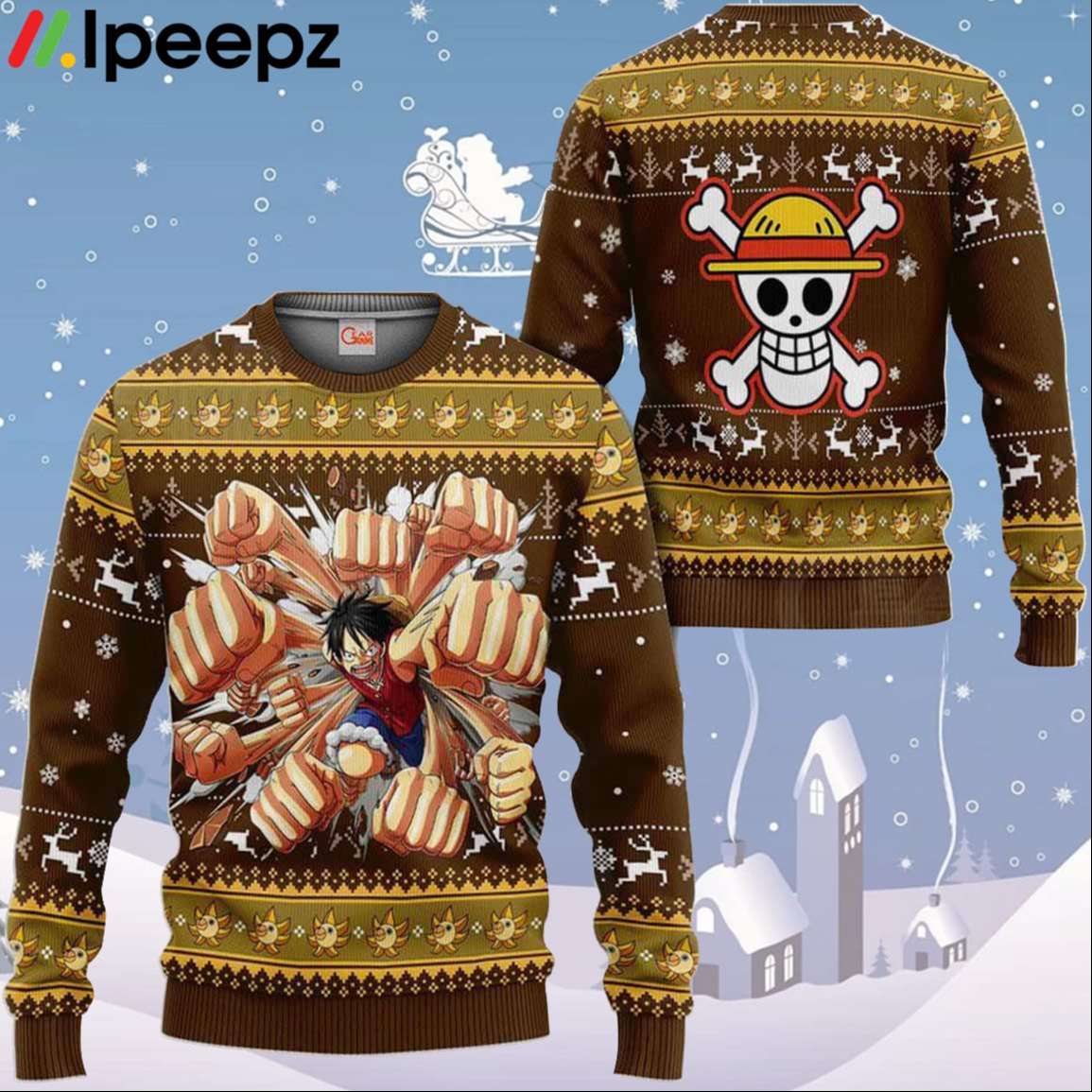 One Piece Luffy Gear 5 Ugly Christmas Sweater Xmas Gift