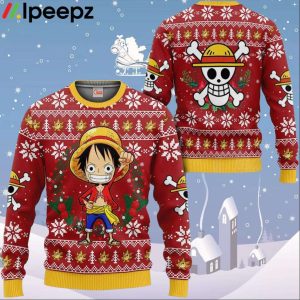 Luffy Ugly Christmas Sweater One Piece Anime Xmas