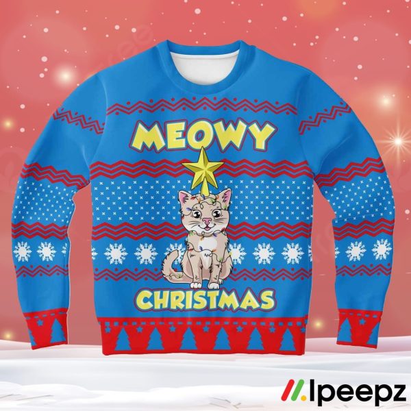 Meowy Christmas Cat Ugly Christmas Sweater