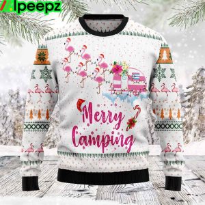 Merry Camping Flamingo Christmas Funny Ugly Sweater