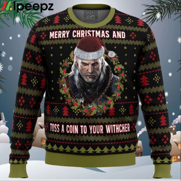 Merry Christmas and Toss a Coin The Witcher Ugly Christmas Sweater