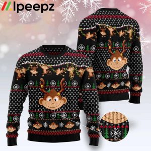 Monkey Christmas Pattern Funny Ugly Sweater