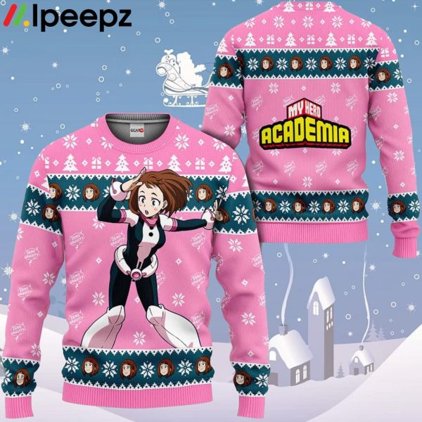 Ochako Uraraka Custom Anime Ugly Christmas Sweater