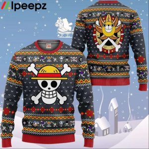One Piece Ugly Christmas Sweater Straw Hat Priate Xmas Gift
