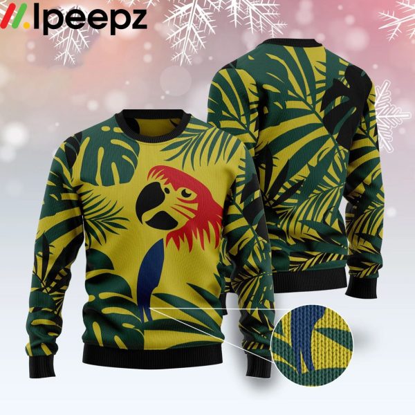 Parrot Tropical Leaf Funny Ugly Sweater