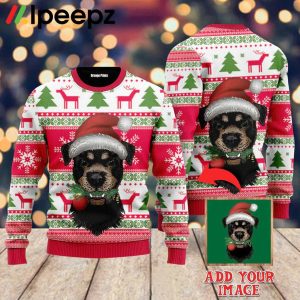 Photo Inserted Cute Dog On Vintage Xmas Ugly Sweaters