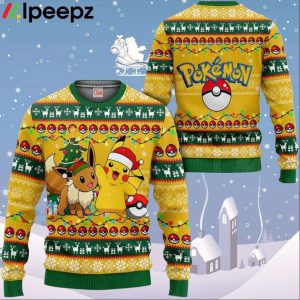 Pikachu Eevee Ugly Christmas Sweater Anime Xmas Gift