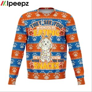 Poodle They Know When You Have Snacks Christmas Ugly Sweater