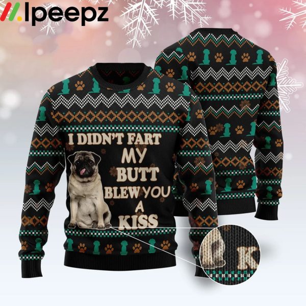 Pug A Kiss Christmas Funny Ugly Sweater