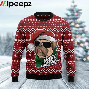 Pug Merry Christmas Sunglasses Funny Ugly Sweater