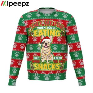 Pug They Know When You Have Snacks Christmas Ugly Sweater