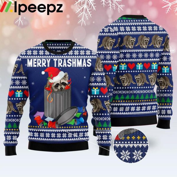 Raccoon Merry Trashmas Christmas Funny Ugly Sweater