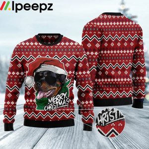 Rottweiler Merry Christmas Red Funny Ugly Sweater