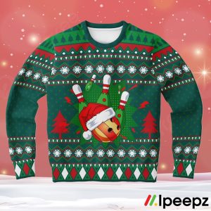Santa Bowling Ugly Christmas Sweater
