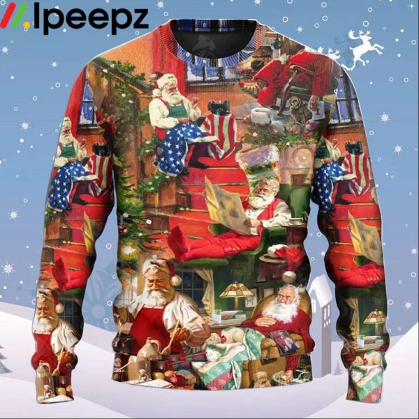 Santa Claus In Daily Life Ugly Christmas Sweater