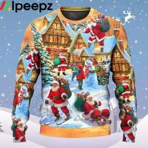 Santa Claus In The Town Xmas Is Coming Ugly Christmas Sweater