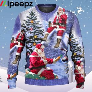 Santa Claus Story Night Is Coming Art Style Ugly Christmas Sweater