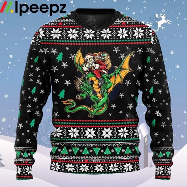 Santa Claus With Dragon Ugly Christmas Sweater