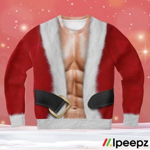 Santa Costume With Muscle Ugly Christmas Sweater