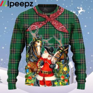 Santa Cowboy Green Style Ugly Christmas Sweater