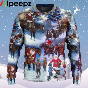 Santa Cowboy Love Children Ugly Christmas Sweater