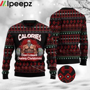 Santa Gymer Calories Funny Blue Ugly Sweater