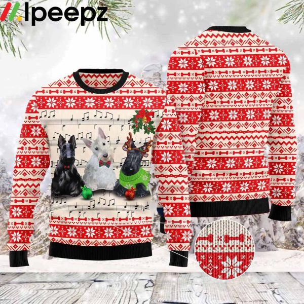 Scottish Terrier Music Christmas Funny Ugly Sweater