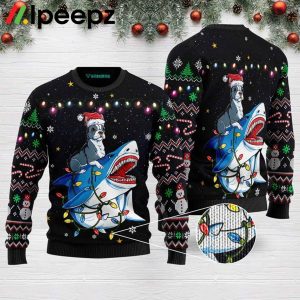 Shark And Boston Terrier Ugly Christmas Sweater