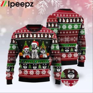 Siberian Husky Group Beauty Ugly Christmas Sweater