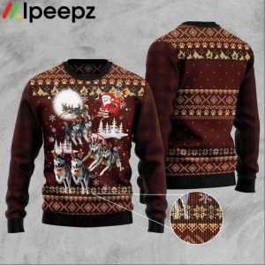 Siberian Husky Reindeers Car Ugly Christmas Sweater