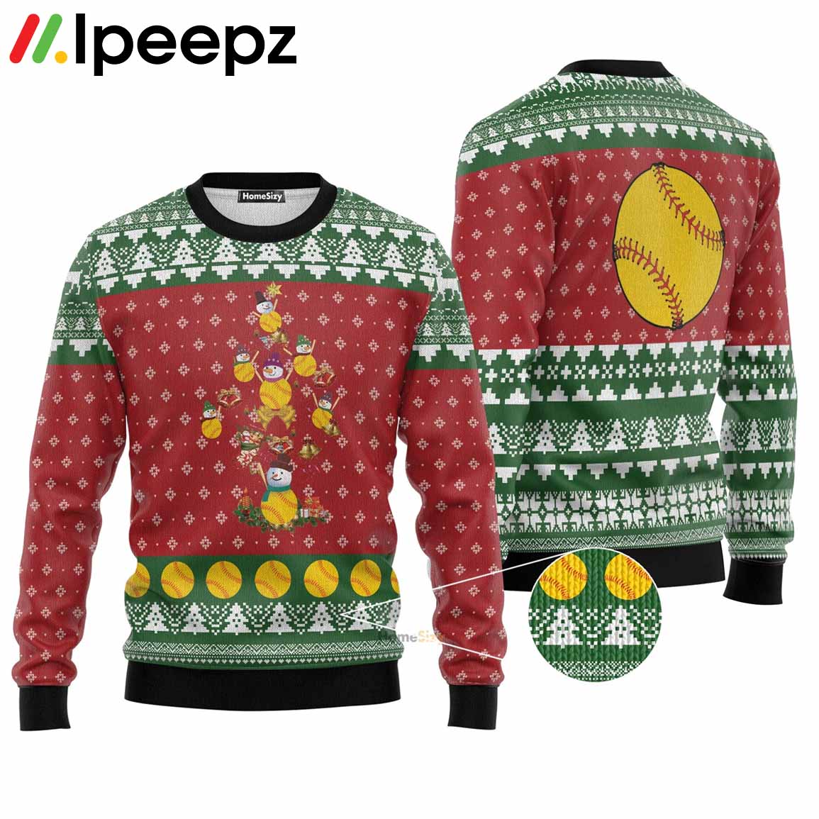 Softball Christmas Tree Ugly Christmas Sweater
