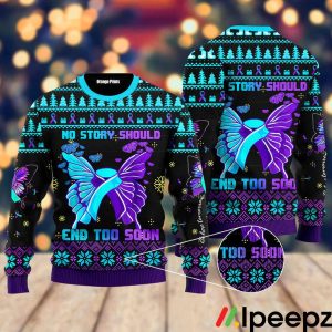 Suicide Prevention Awareness Butterfly Ugly Christmas Sweater