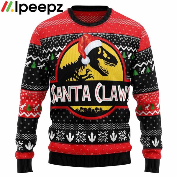 T-Rex Santa Claws Ugly Christmas Sweater