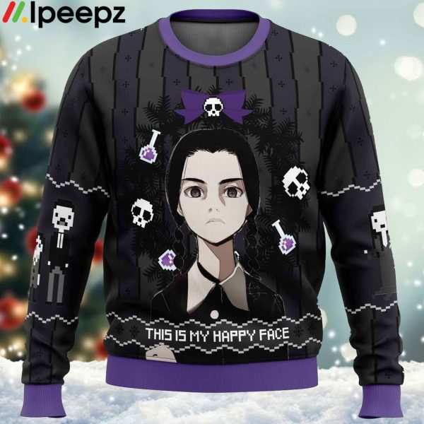 This is my Happy Face Wednesday Addams Ugly Christmas Sweater