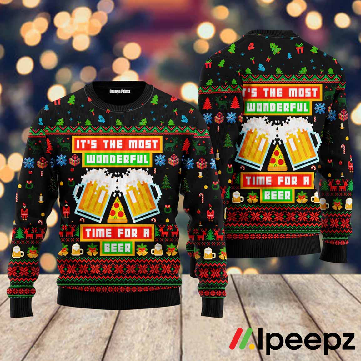 Time For A Beer Funny Christmas Ugly Sweater