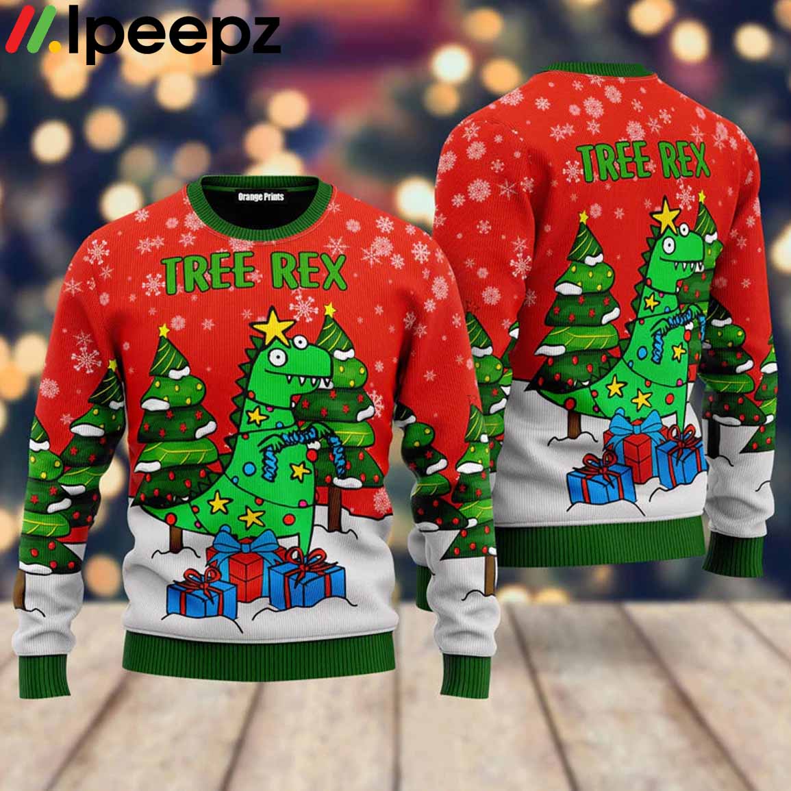 Tree Rex Green Dinosaur Ugly Christmas Sweater