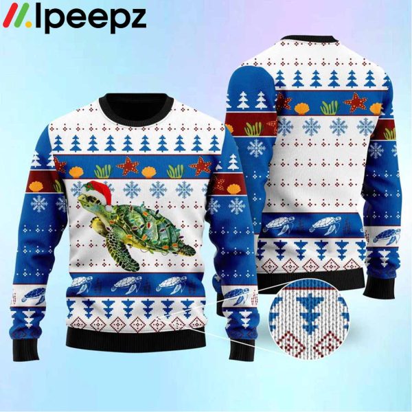 Turtle In Ocean Ugly Christmas Sweater