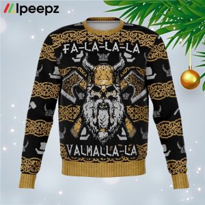 Viking Valhalla Christmas Yellow Black Ugly Sweater