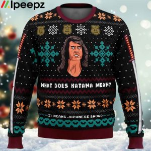 What does Katana mean Samurai Cop Ugly Christmas Sweater