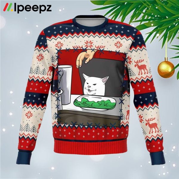 Woman Yelling At Smudge The Cat Meme V1 Christmas Ugly Sweater