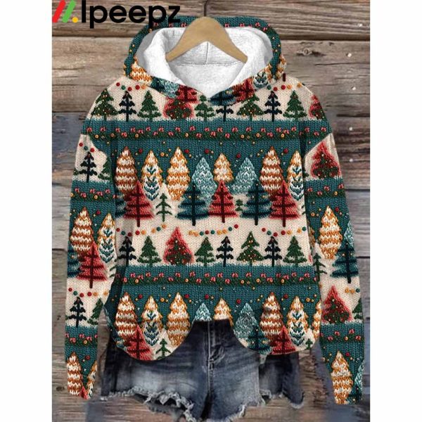 Women’s Christmas Tree Print Hoodie