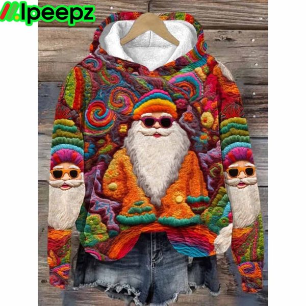 Women’s Colorful Santa Print Hoodie