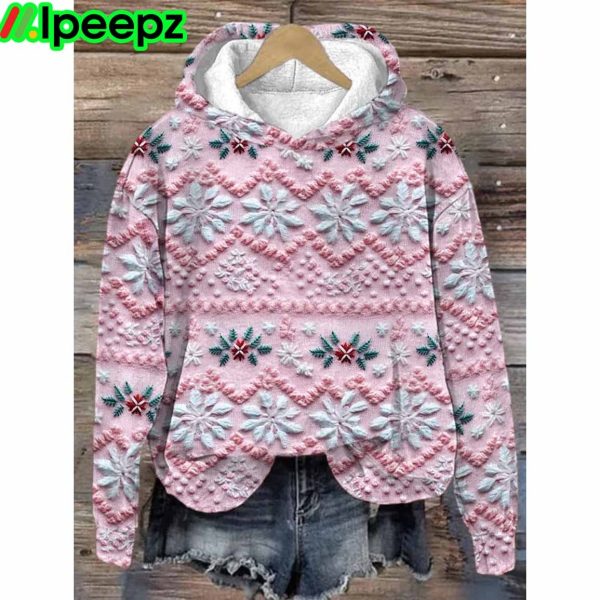 Women’s Pink Christmas Print Hoodie