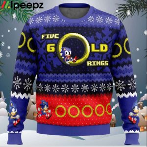 5 Gold Rings Sonic the Hedgehog Ugly Christmas Sweater