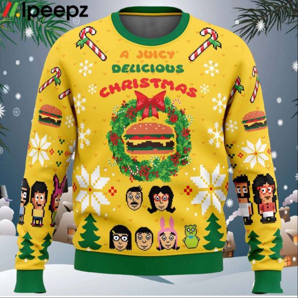 A Juicy Delicious Christmas Bobs Burgers Ugly Christmas Sweater