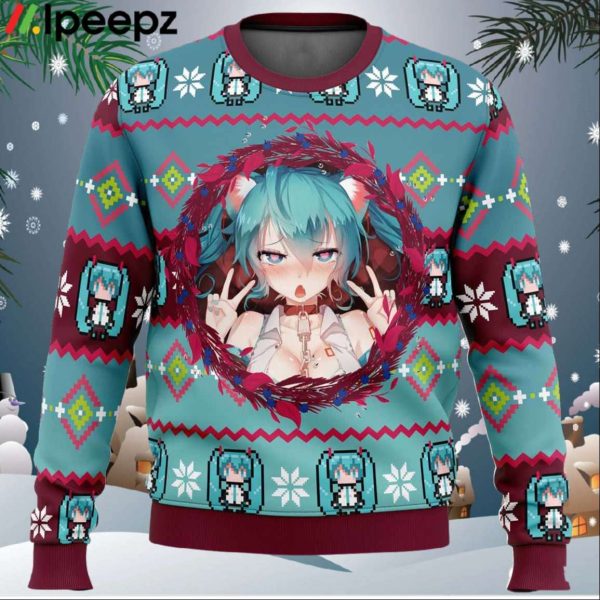 Ahegao Hatsune Miku Ugly Christmas Sweater