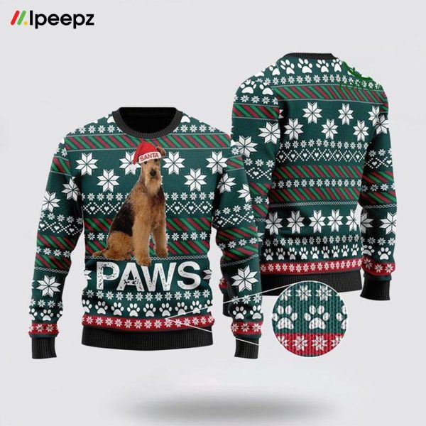 Airedale Terrier Santa Printed Christmas Ugly Sweater