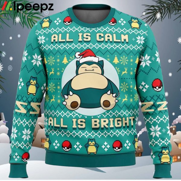 All is Calm All Bright Snorlax Pokemon Ugly Christmas Sweater